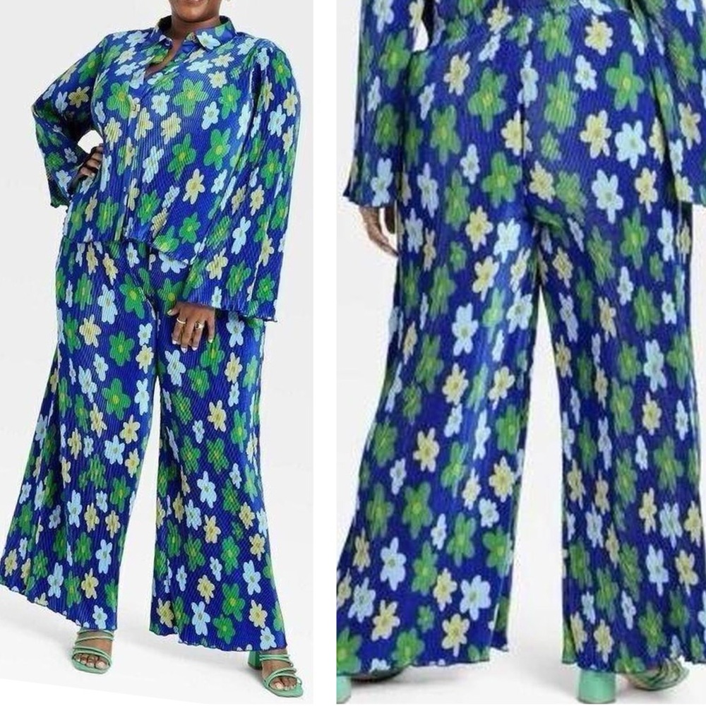PLUS Sammy B X Target NWT Retro Vibes Floral Pleated Pull On Wide Leg Pant Sz 2X